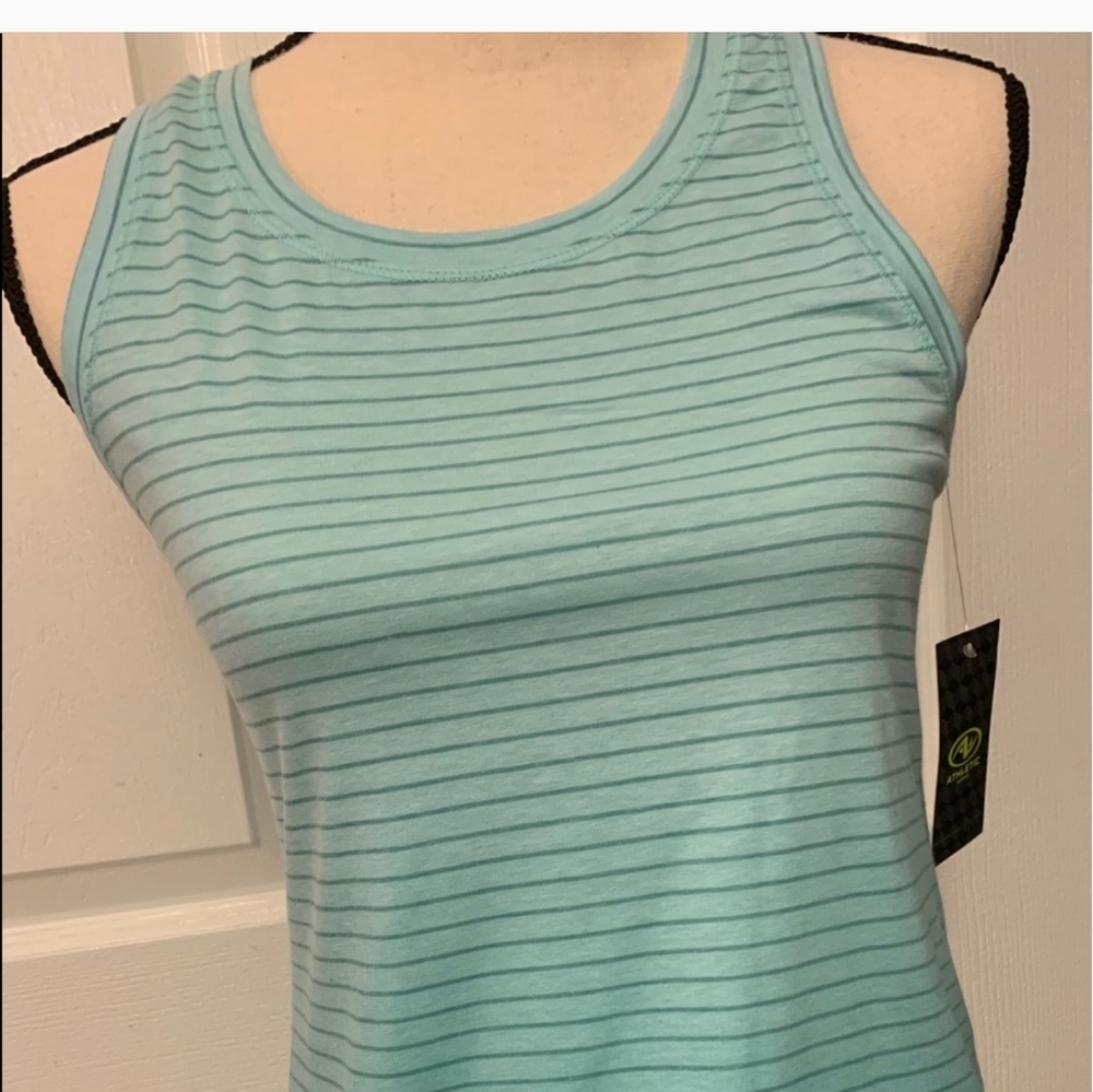 Mint Green and Gray Striped Tank Top